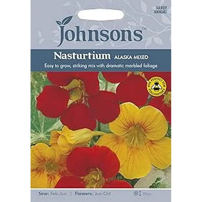 Johnston Flower Seeds - Nasturtium Alaska Mixed - Type E
