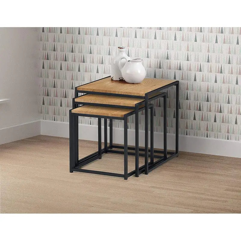 Julian Bowen Tribeca 3pce Nest Of Tables - Euro Oak - Tables