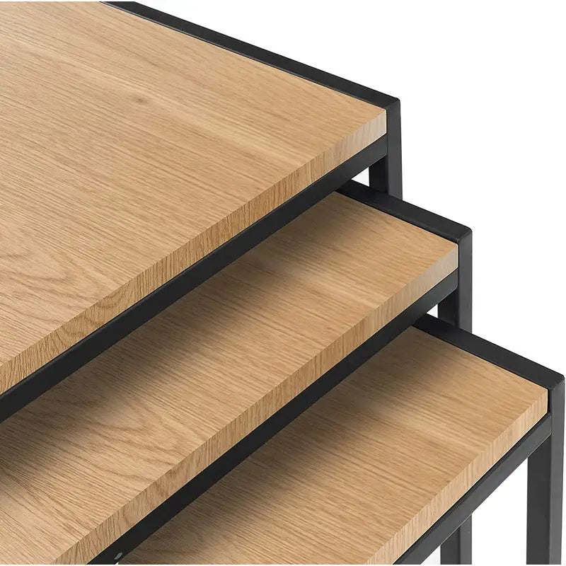 Julian Bowen Tribeca 3pce Nest Of Tables - Euro Oak - Tables