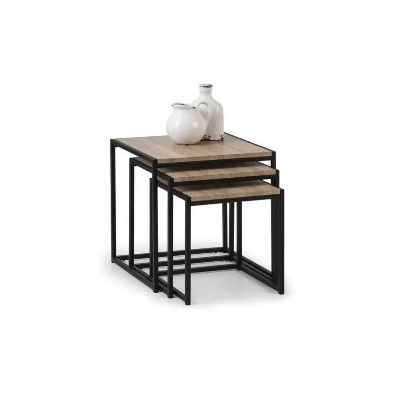 Julian Bowen Tribeca 3pce Nest Of Tables - Sanoma Oak -