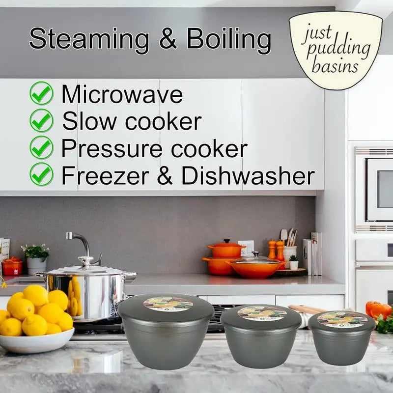 Just Pudding Microwavable Basins & Lids - (1 Pint - 4 Pint