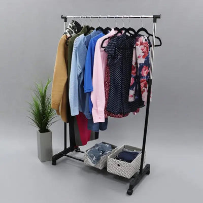 JVL Adjustable Clothes Garment Rack 43 X 88 X 107-170cm -