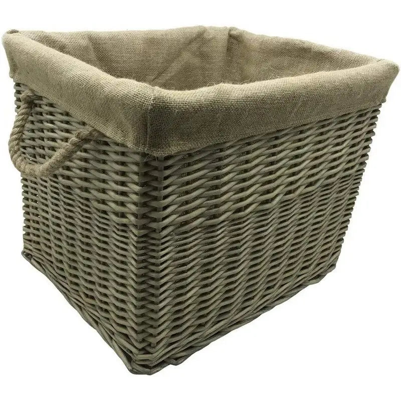 JVL Antique Washed Lined Log Baskets - Rectangular Round &
