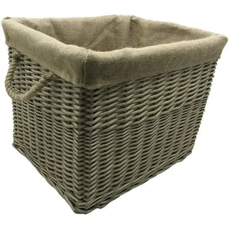 JVL Antique Washed Lined Log Baskets - Rectangular Round &