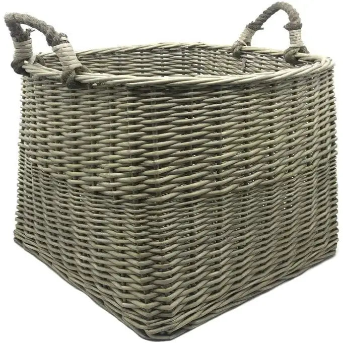 JVL Antique Washed Lined Log Baskets - Rectangular Round &