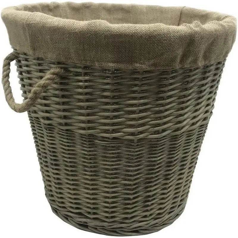 JVL Antique Washed Lined Log Baskets - Rectangular Round &
