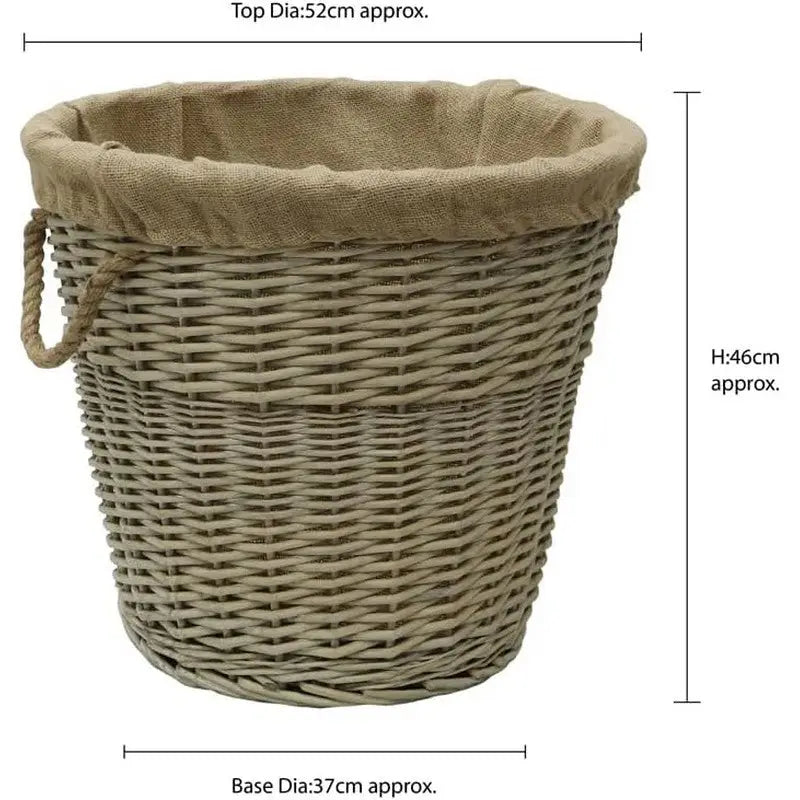 JVL Antique Washed Lined Log Baskets - Rectangular Round &