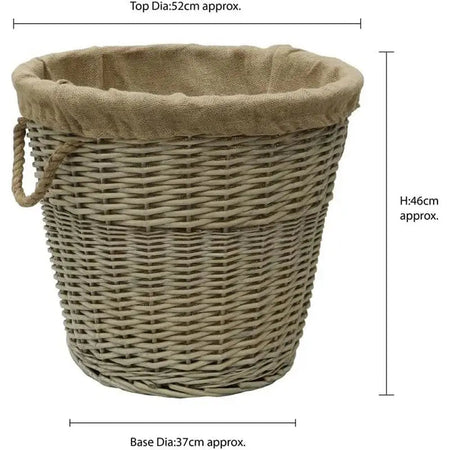 JVL Antique Washed Lined Log Baskets - Rectangular Round &