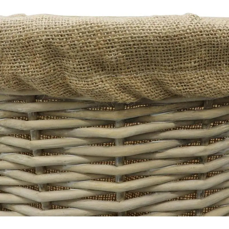 JVL Antique Washed Lined Log Baskets - Rectangular Round &
