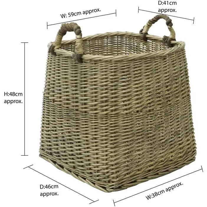 JVL Antique Washed Lined Log Baskets - Rectangular Round &