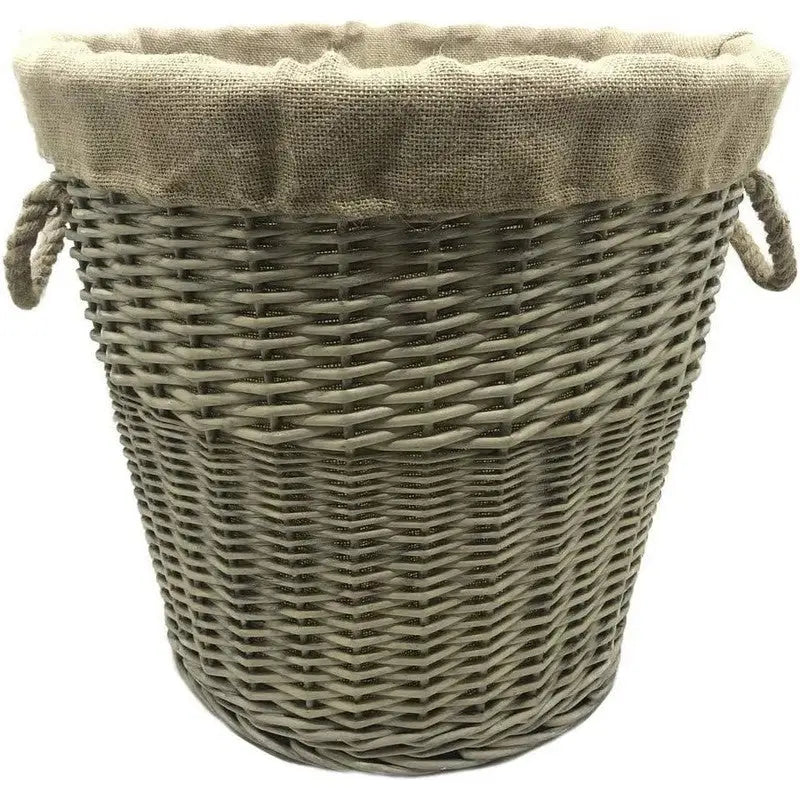 JVL Antique Washed Lined Log Baskets - Rectangular Round &