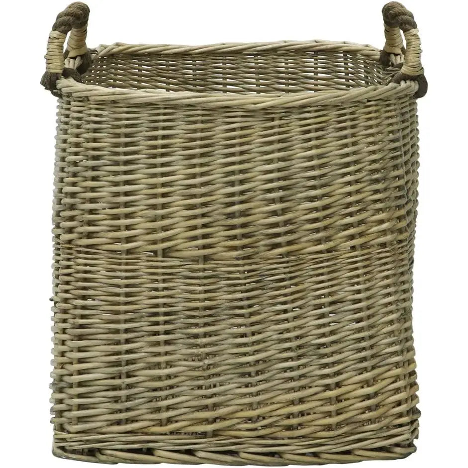 JVL Antique Washed Lined Log Baskets - Rectangular Round &