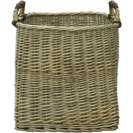 JVL Antique Washed Lined Log Baskets - Rectangular Round &