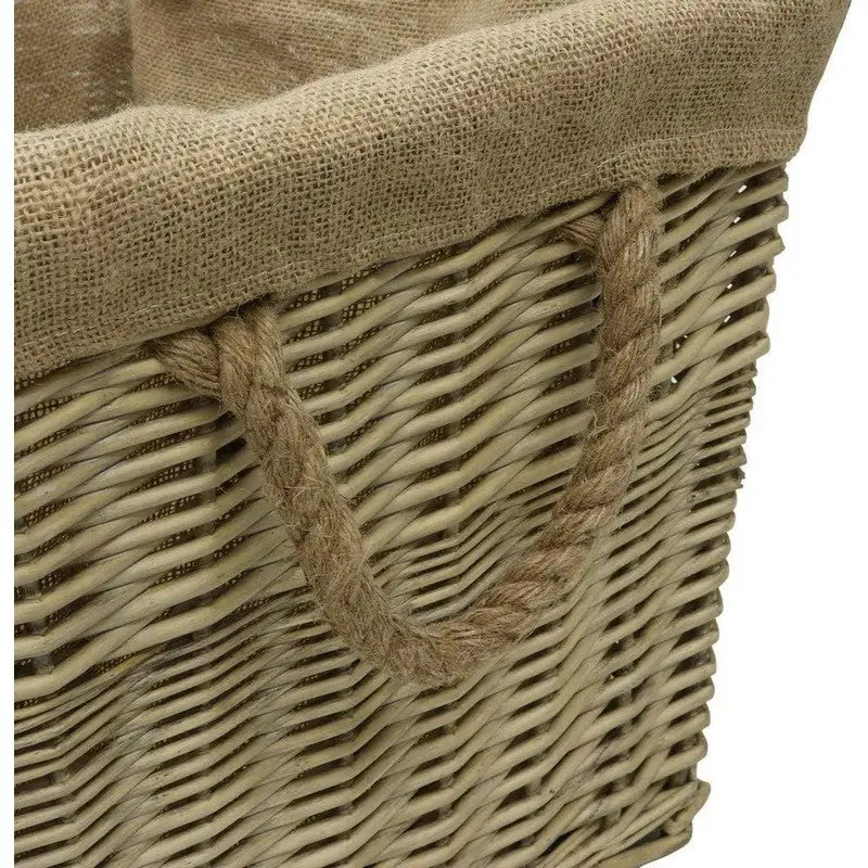 JVL Antique Washed Lined Log Baskets - Rectangular Round &