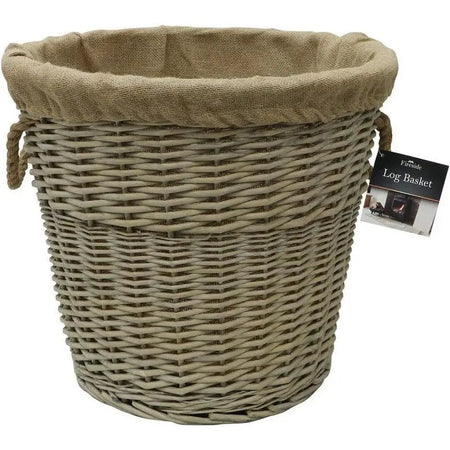 JVL Antique Washed Lined Log Baskets - Rectangular Round &
