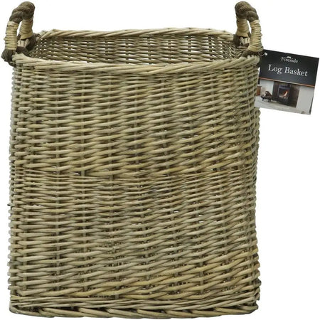 JVL Antique Washed Lined Log Baskets - Rectangular Round &