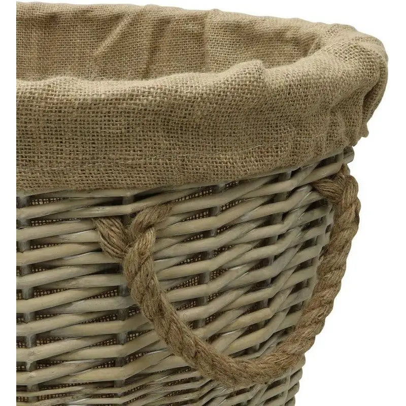 JVL Antique Washed Lined Log Baskets - Rectangular Round &