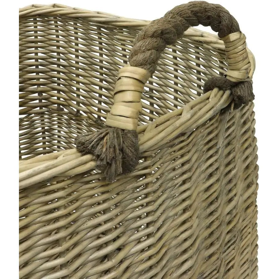 JVL Antique Washed Lined Log Baskets - Rectangular Round &