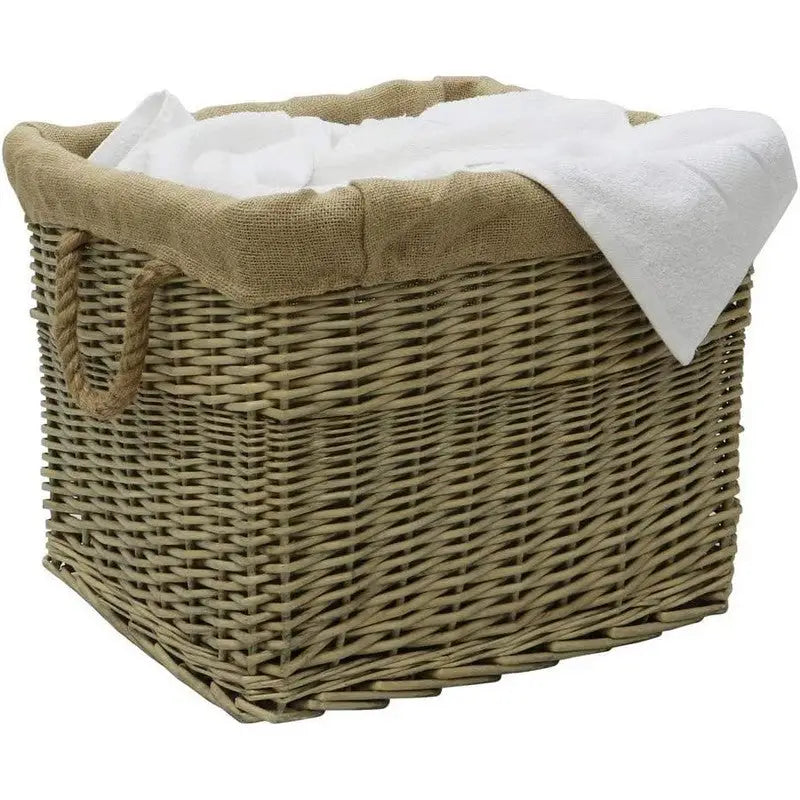 JVL Antique Washed Lined Log Baskets - Rectangular Round &