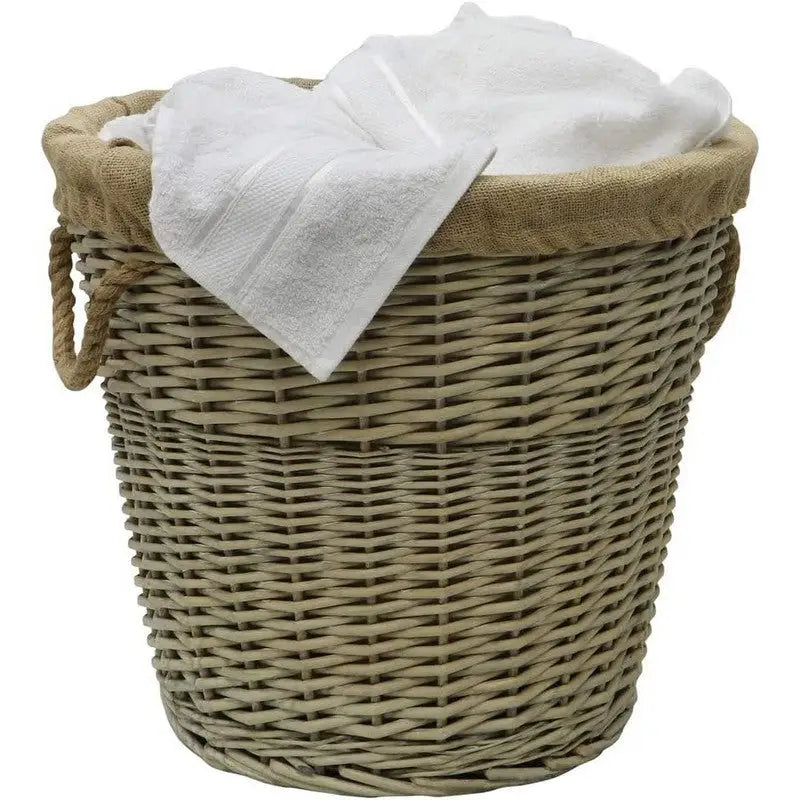 JVL Antique Washed Lined Log Baskets - Rectangular Round &