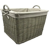 JVL Antique Washed Lined Log Baskets With Rope Handles