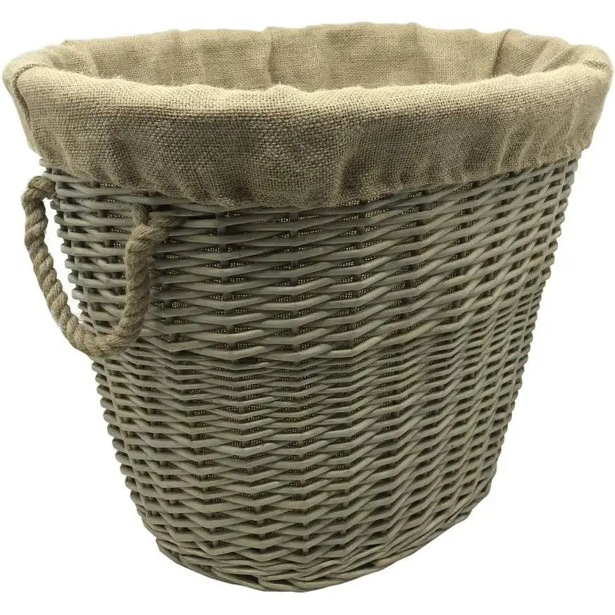 JVL Antique Washed Lined Log Baskets With Rope Handles