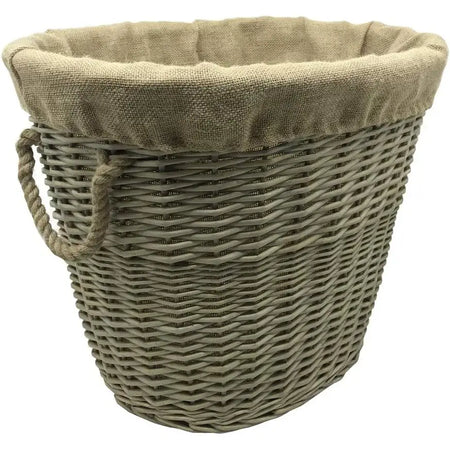 JVL Antique Washed Lined Log Baskets With Rope Handles