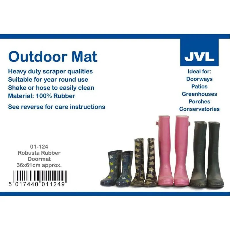 JVL Robusta Rubber Scraper Mat 36 x 61cm - Homeware
