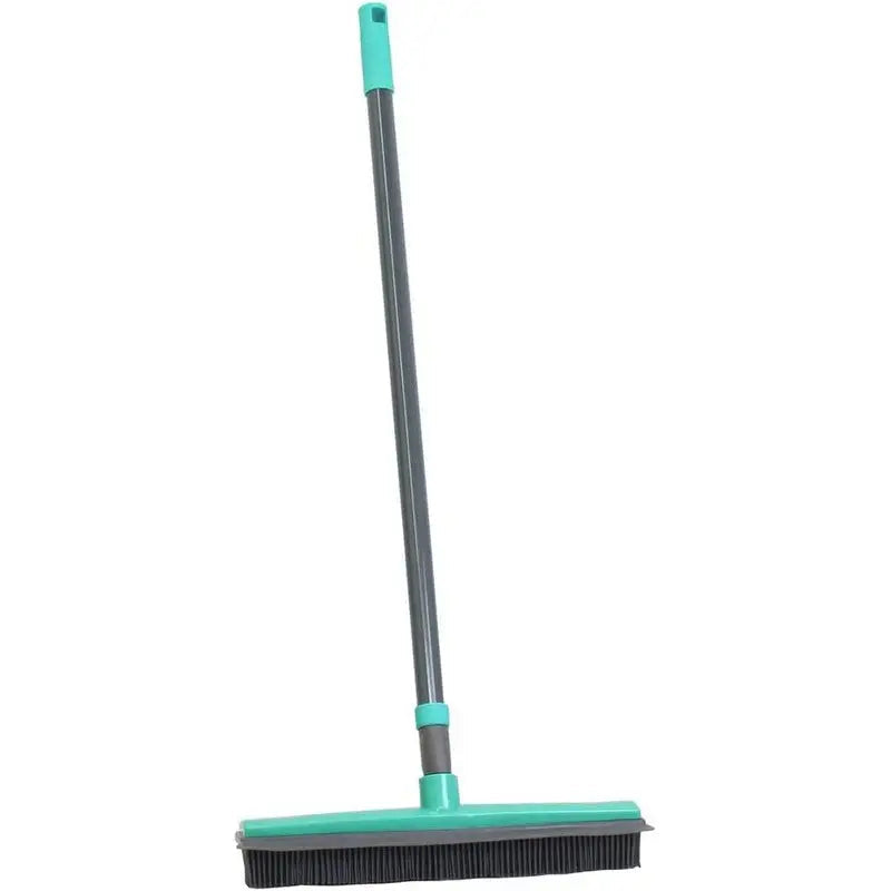 JVL Rubber Bristle Brush Broom Turquoise / Grey - Cleaning