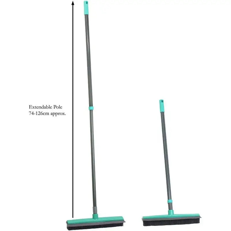 JVL Rubber Bristle Brush Broom Turquoise / Grey - Cleaning