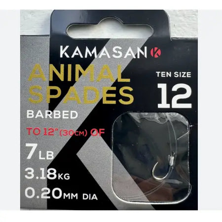 Kamasan Light H.T.N Animal Barbed Spades Fishing Hook Size