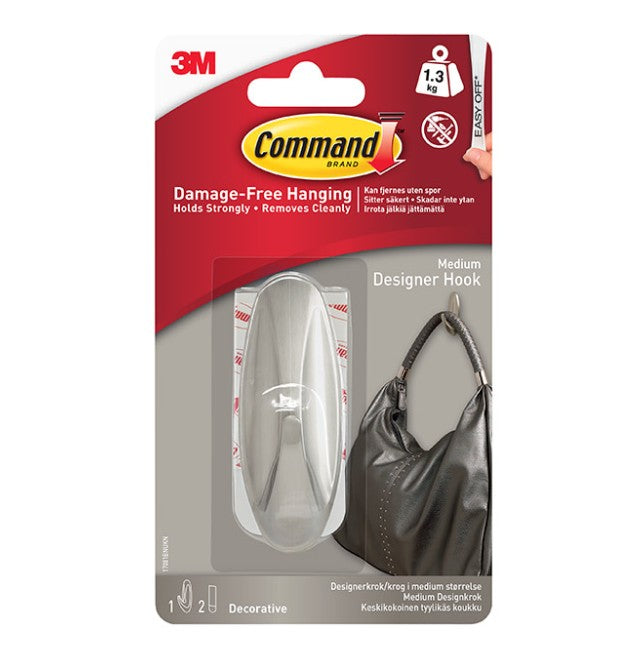 Command Designer Medium Hook Brushed Nickel 1.3kg