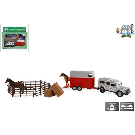 Kids Globe Farming Land Rover With Horse Trailer