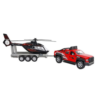 Kids Globe Off Road Vehicle W/ Trailer & Helicopter - Toys