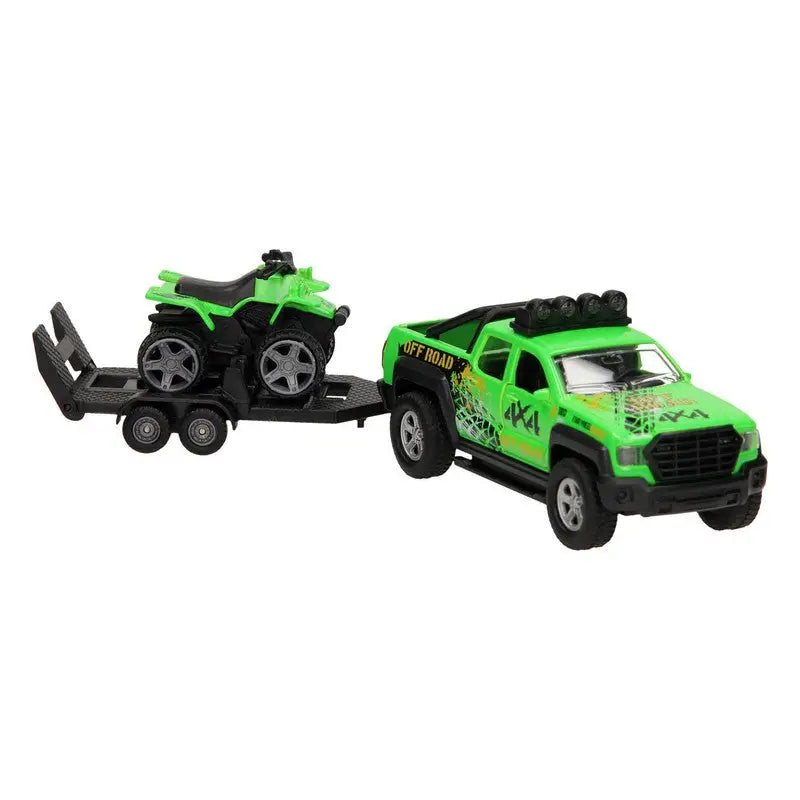 Kids Globe Traffic Die Cast Suv With Trailer And Quad