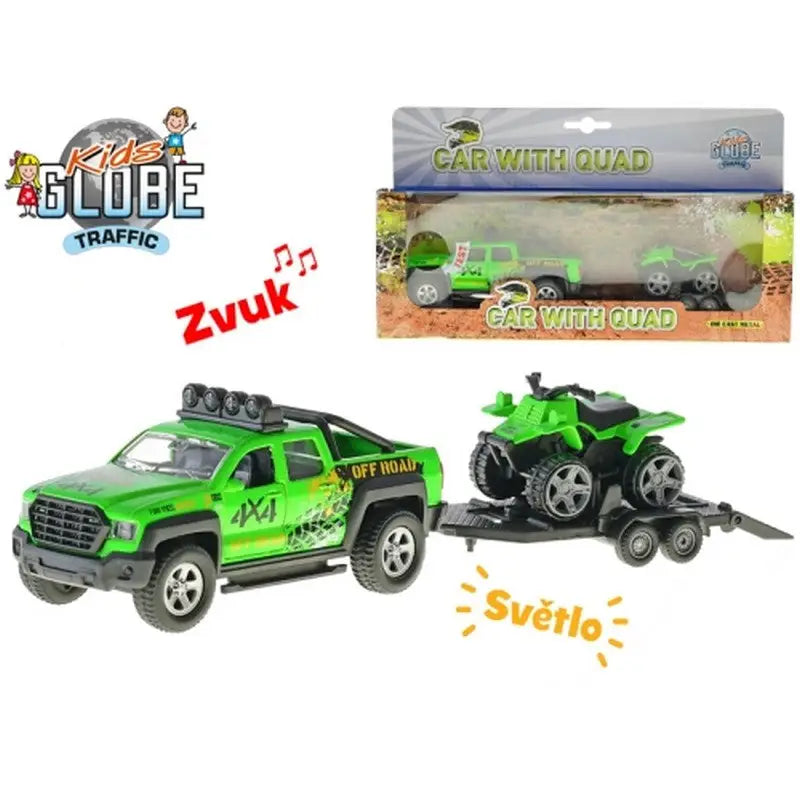 Kids Globe Traffic Die Cast Suv With Trailer And Quad