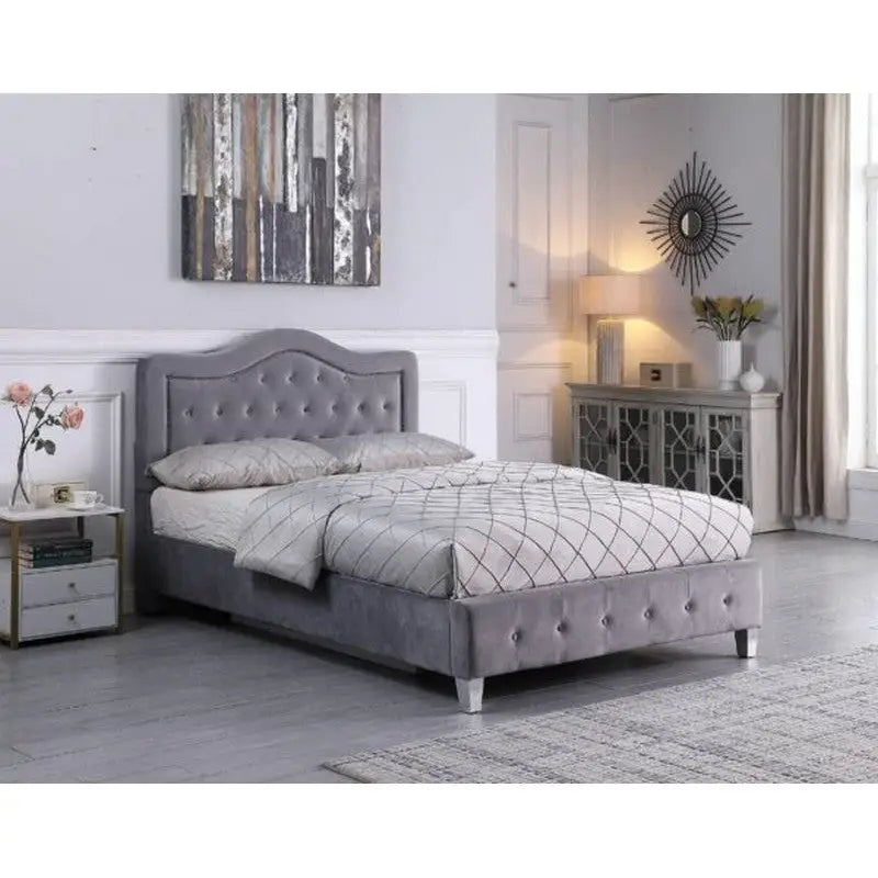 Kildare Grey Fabric Bed Frame - Grey or Pink Available