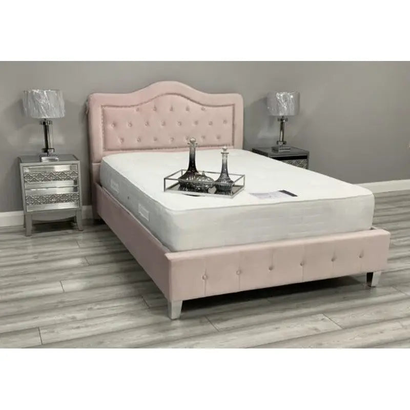Kildare Grey Fabric Bed Frame - Grey or Pink Available