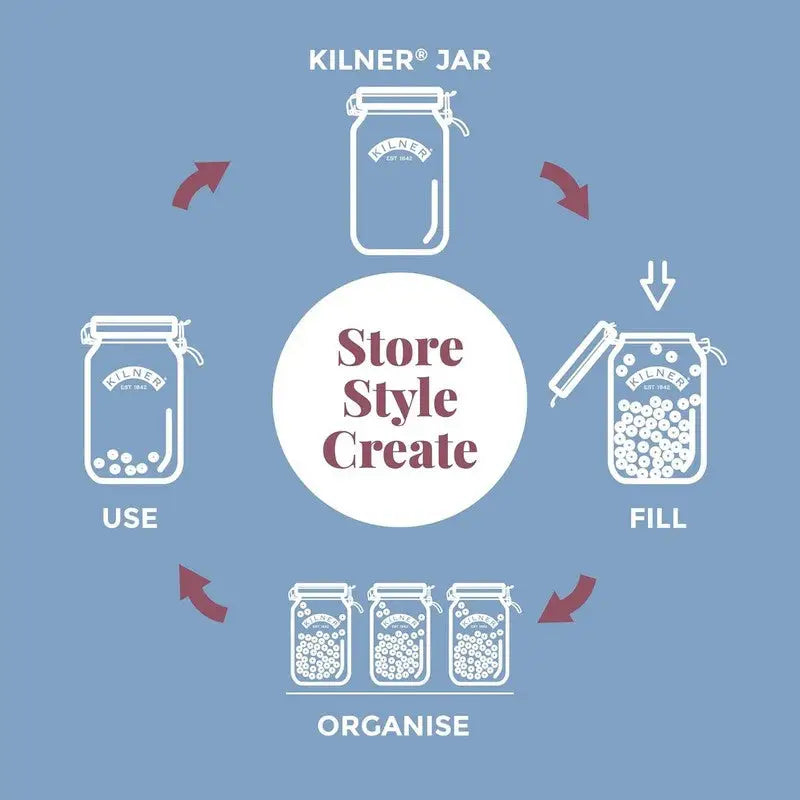 Kilner Square Clip Top Jars Range - 1 Litre - 1.5 Litre
