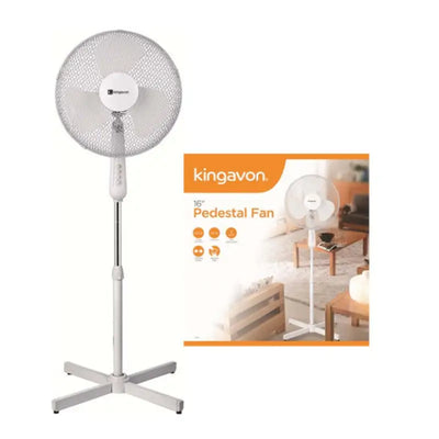 Kingavon White Freestanding Pedal Fan - 16 Inch