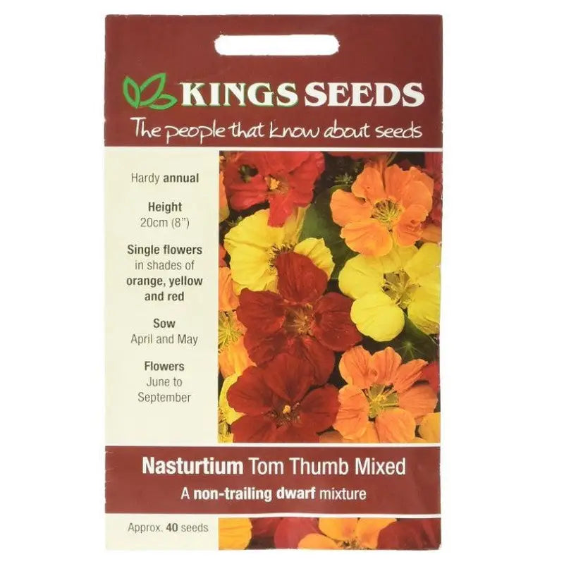 Kings Seeds Flowers Range of Growing Seeds - Nasturtium Tom