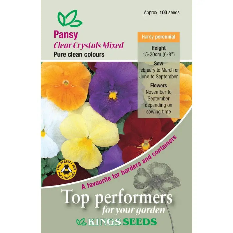 Kings Seeds Flowers Range of Growing Seeds - Pansy Clear