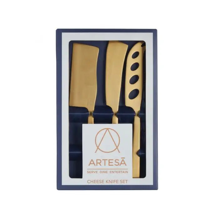 Kitchen Craft Artesa 3 Piece Brass Coloured Cheese Knives -