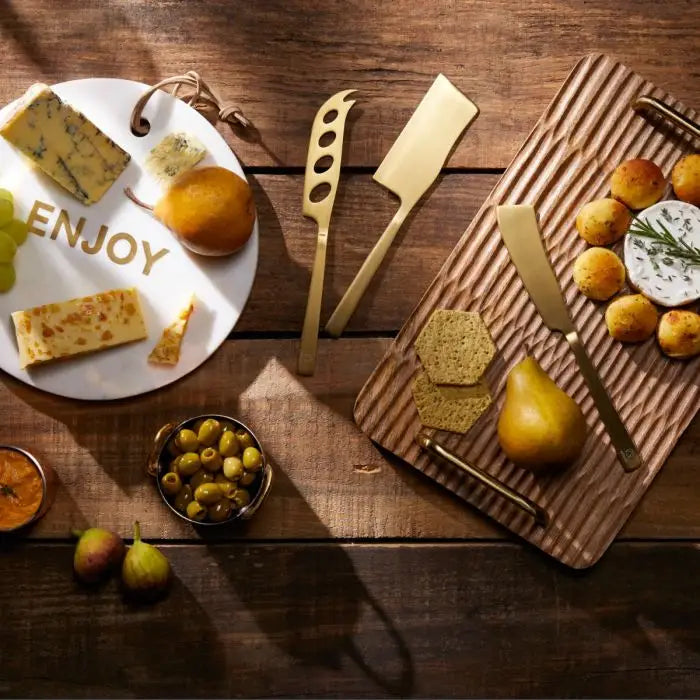 Kitchen Craft Artesa 3 Piece Brass Coloured Cheese Knives -