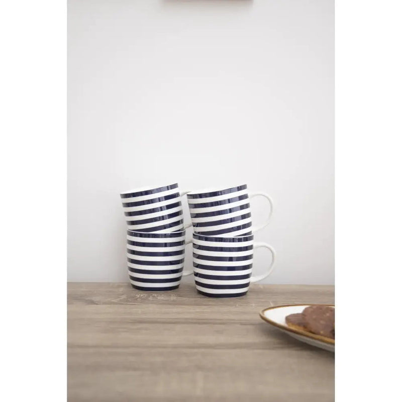 Kitchen Craft Barrel Mug Set Of 4 Nautical Stripe -