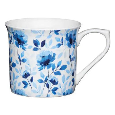 Kitchen Craft Fluted China Blue Rose Mug - Kitchenware