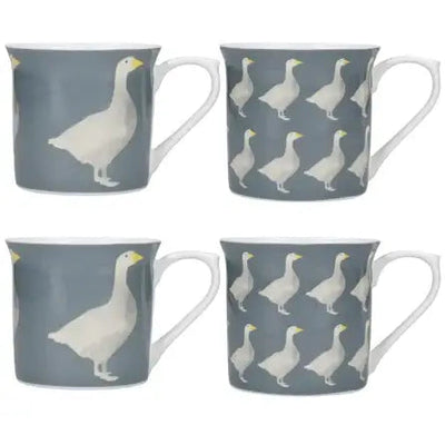 Kitchencraft China Geese Fluted Mug Set Of 4 - Kitchenware