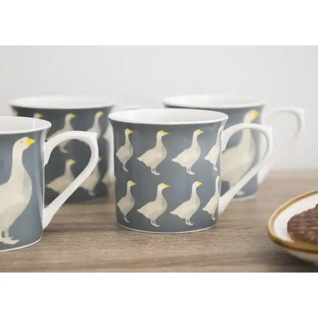 Kitchencraft China Geese Fluted Mug Set Of 4 - Kitchenware