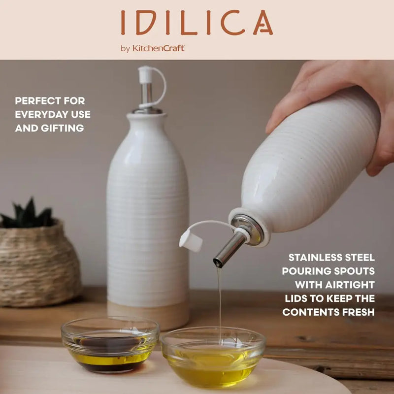 KitchenCraft Idilica Oil and Vinegar Bottles Set of 2 Cream