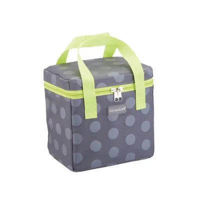 KitchenCraft Lunch Grey Spotty 5 Litre Cool Bag with Lime